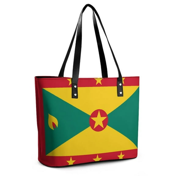 Flag of Grenada Woman Leather Handbags Large Tote Bag Fashion Portable Handbags With Zipper