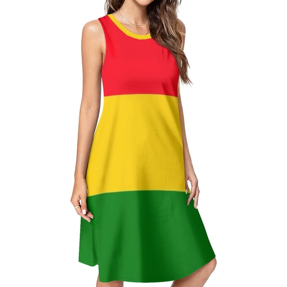 Flag of Guinea Spring Summer Dresses for Women Fashion T-shirt Dress Casual Sleeveless Loose Sundress with Pockets
