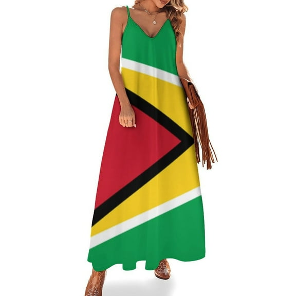 Flag of Guyana.National Flag of Guyana Sleeveless Dress Dresses Women Summer Women's Summer Clothing