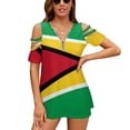 thumbnail image 1 of Flag of Guyana.National Flag of Guyana Womens Summer V Neck Zipper Top Short Sleeve T Shirt Off Shoulder Top Casual Classy Loose Shirts, 1 of 7