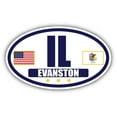 thumbnail image 1 of Flag of Illinois / American Flag Oval 3M Vinyl Bumper Sticker Decal | Navy & Gold Evanston, IL Sticker Vinyl Decal, 1 of 3