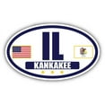 thumbnail image 1 of Flag of Illinois / American Flag Oval 3M Vinyl Bumper Sticker Decal | Navy & Gold Kankakee, IL Sticker Vinyl Decal, 1 of 3