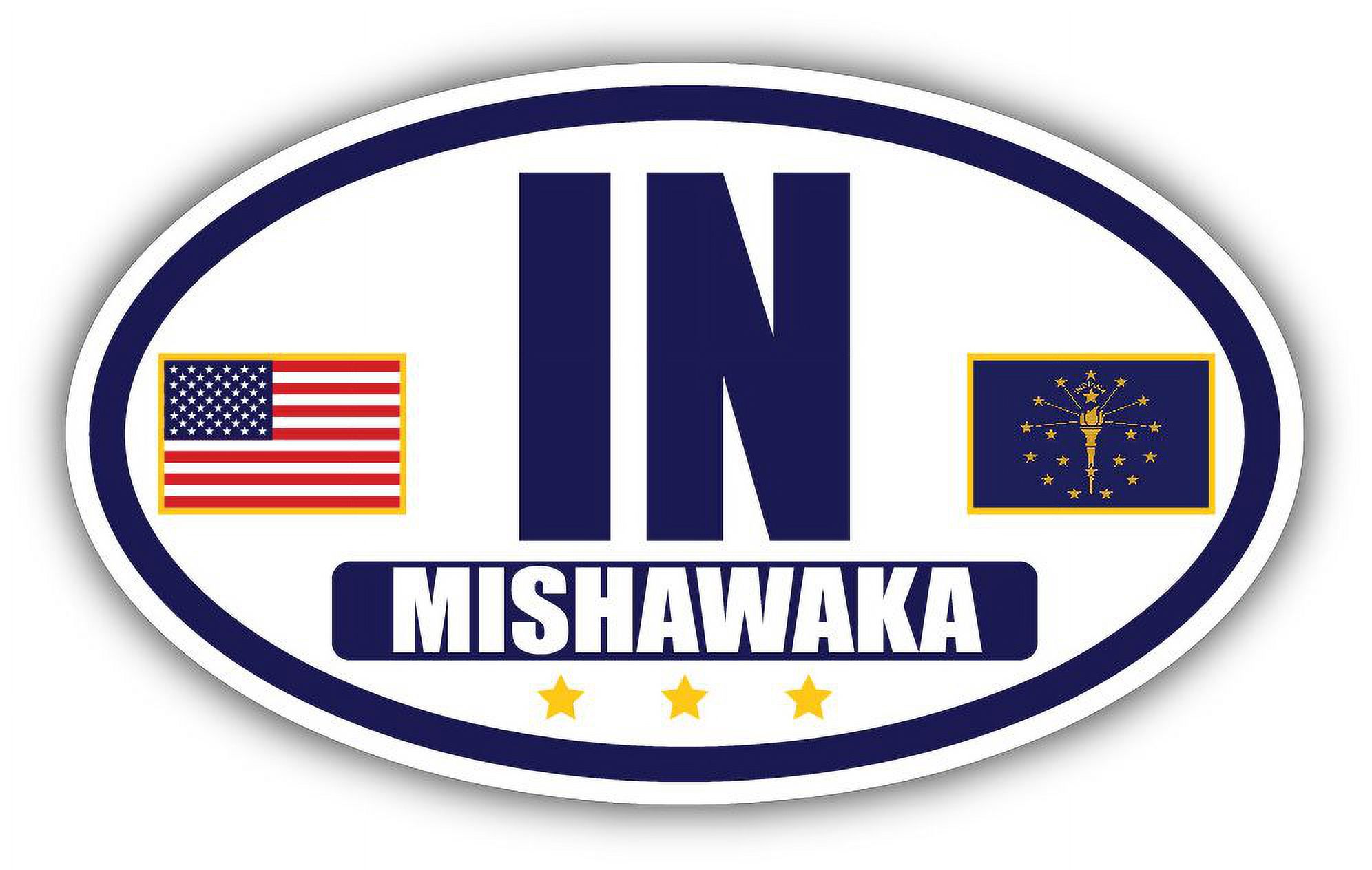 Flag of Indiana / American Flag Oval 3M Vinyl Bumper Sticker Decal