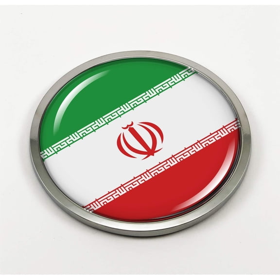 Iran Flag 3D Domed Automotive Emblem – Metal Bezel