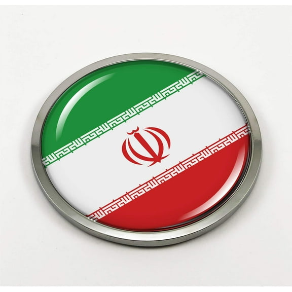 Iran Flag 3D Domed Round Automotive Emblem