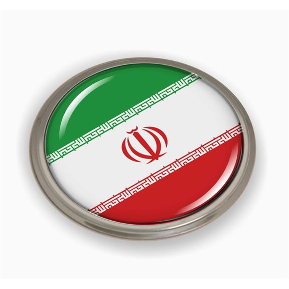 Iran Flag 3D Domed Round Automotive Emblem