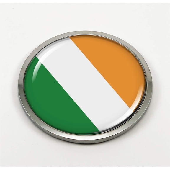 Flag of Ireland | 3D Domed CAR Emblem Badge Sticker Flexible Round