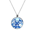 thumbnail image 1 of Flag of Israel Elegant Glass Circular Pendant Women's Necklaces, 1 of 5