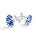 thumbnail image 1 of Flag of Israel Elegant Silver Men's Cufflinks for Formal Attire, Made of Stainless Steel, for Business Meetings, 1 of 1