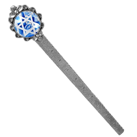 Flag of Israel Elegant Vintage Silver Lace-Edged Bookmark - Gift for Readers and Book Lovers - Book Accessories