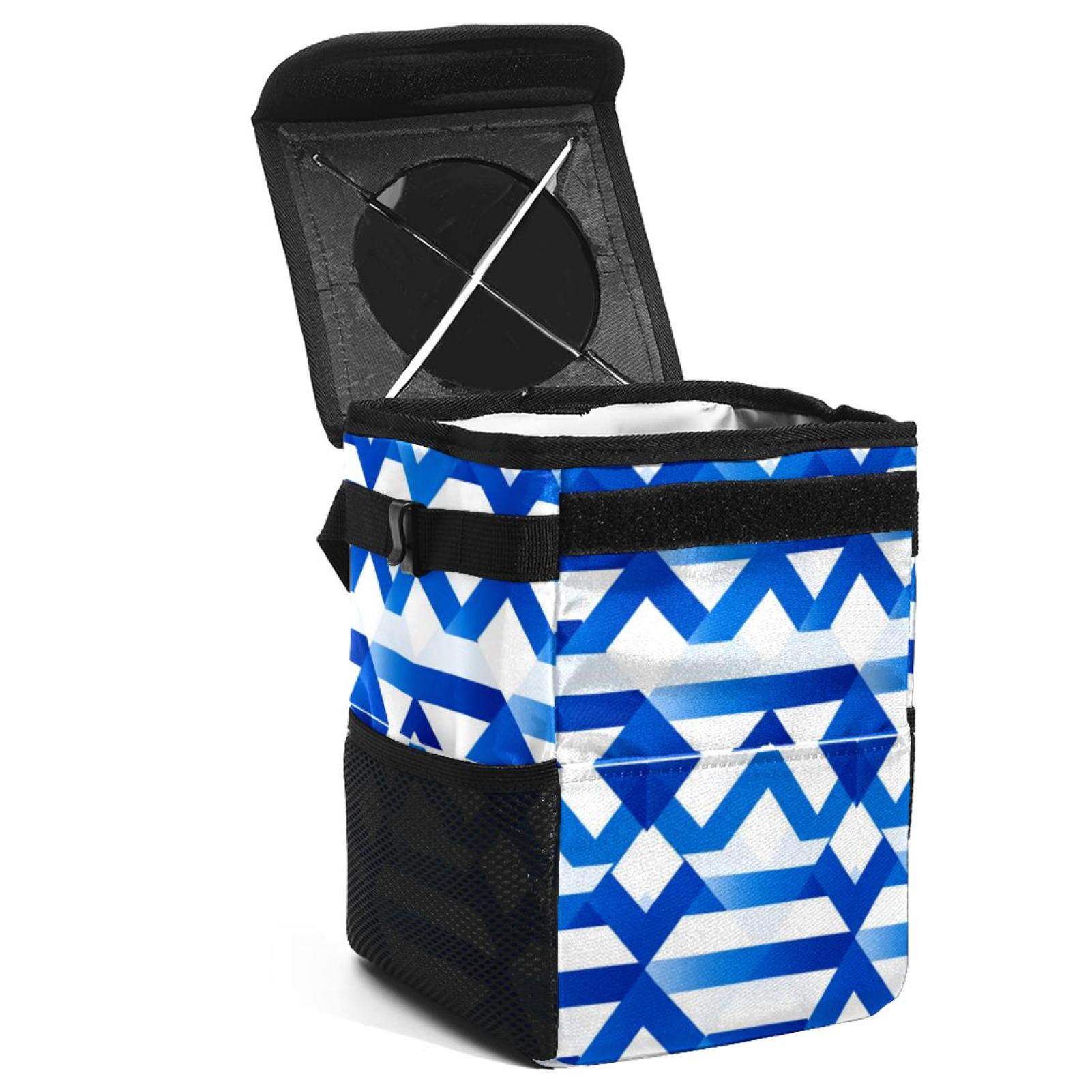 Flag of Israel Foldable Car Trash Can with Lid, Leak-proof Mini Garbage ...