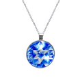 thumbnail image 1 of Flag of Israel Glass Design Circular Pendant Necklace - Stylish Women's Fashion Jewelry by XYZ Brand, 1 of 5