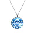 thumbnail image 1 of Flag of Israel Stunning Glass Circular Pendant Necklace – Elegant Jewelry Piece for Women, 1 of 5