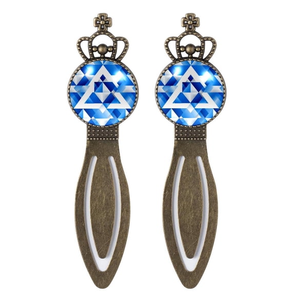 Flag of Israel Vintage Copper Crown-Shaped Bookmarks Set of 2 - Stainless Steel Reading Accessories for Book Lovers and Readers