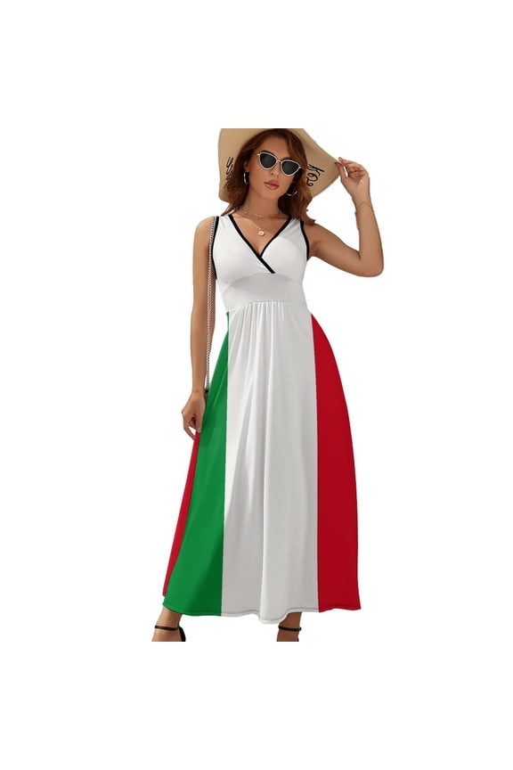 Flag of Italy Dress Summer Street Style Bohemia Long Dresses Female Sleeveless Printed Maxi Dress