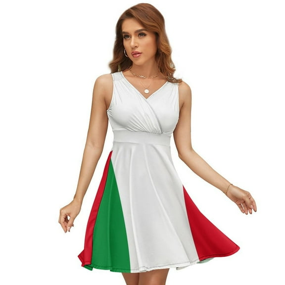 Flag of Italy Women's Tank Dress V Neck Sleeveless Summer Sundress