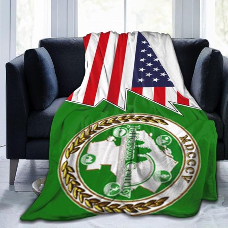 Flag of Jefferson County, New York and America Throw Blanket 50"x40" Fuzzy Warm Flannel Blanket Soft Blanket for Couch Bed Sofa