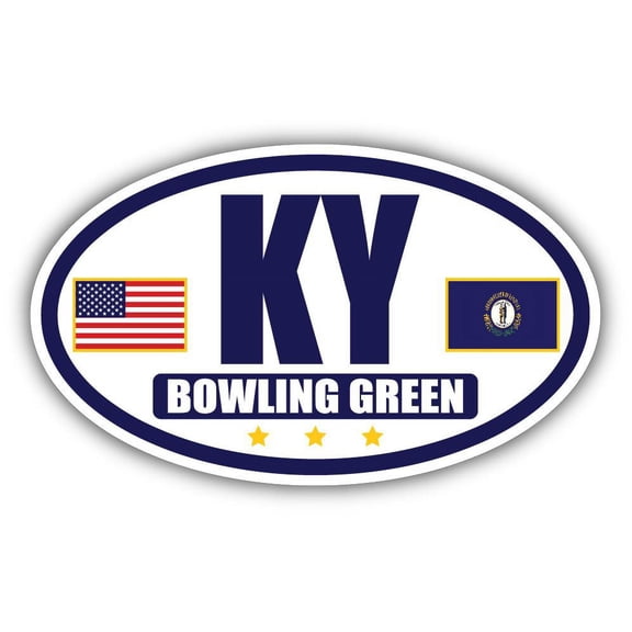 Flag of Kentucky / American Flag Oval 3M Vinyl Bumper Sticker Decal | Navy & Gold Bowling Green, KY Sticker Vinyl Decal