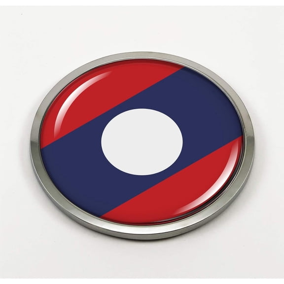 Flag of Laos Car Emblem Badge Sticker – Metal Bezel