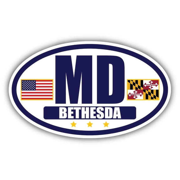 Flag of Maryland / American Flag Oval 3M Vinyl Bumper Sticker Decal | Navy & Gold Bethesda, MD Sticker Vinyl Decal