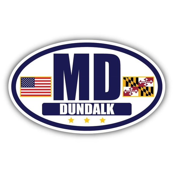 Flag of Maryland / American Flag Oval 3M Vinyl Bumper Sticker Decal | Navy & Gold Dundalk, MD Sticker Vinyl Decal