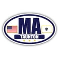 thumbnail image 1 of Flag of Massachusetts / American Flag Oval 3M Vinyl Bumper Sticker Decal | Navy & Gold Taunton, MA Sticker Vinyl Decal, 1 of 3