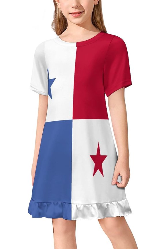 Flag of Mexico Girl's Dress Summer Crew Neck Children's T-Shirt Tops Casual Wear