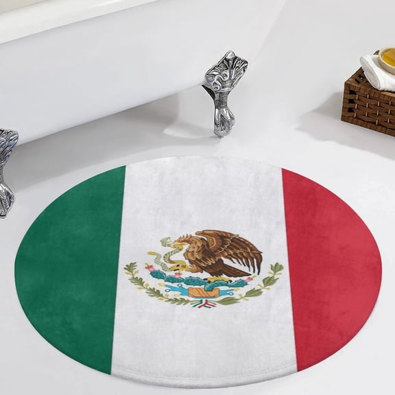 Flag of Mexico Round Carpet Circle Rug Outdoor Patio Area Rug Washable Large Area Rugs Hallway Room Decor Fitness Mats