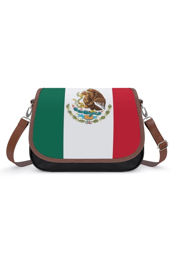 Flag of Mexico Vintage Crossbody Bag for Women Medium Leather Hobo Bags Shoulder Bag Classic City Leather Satchels