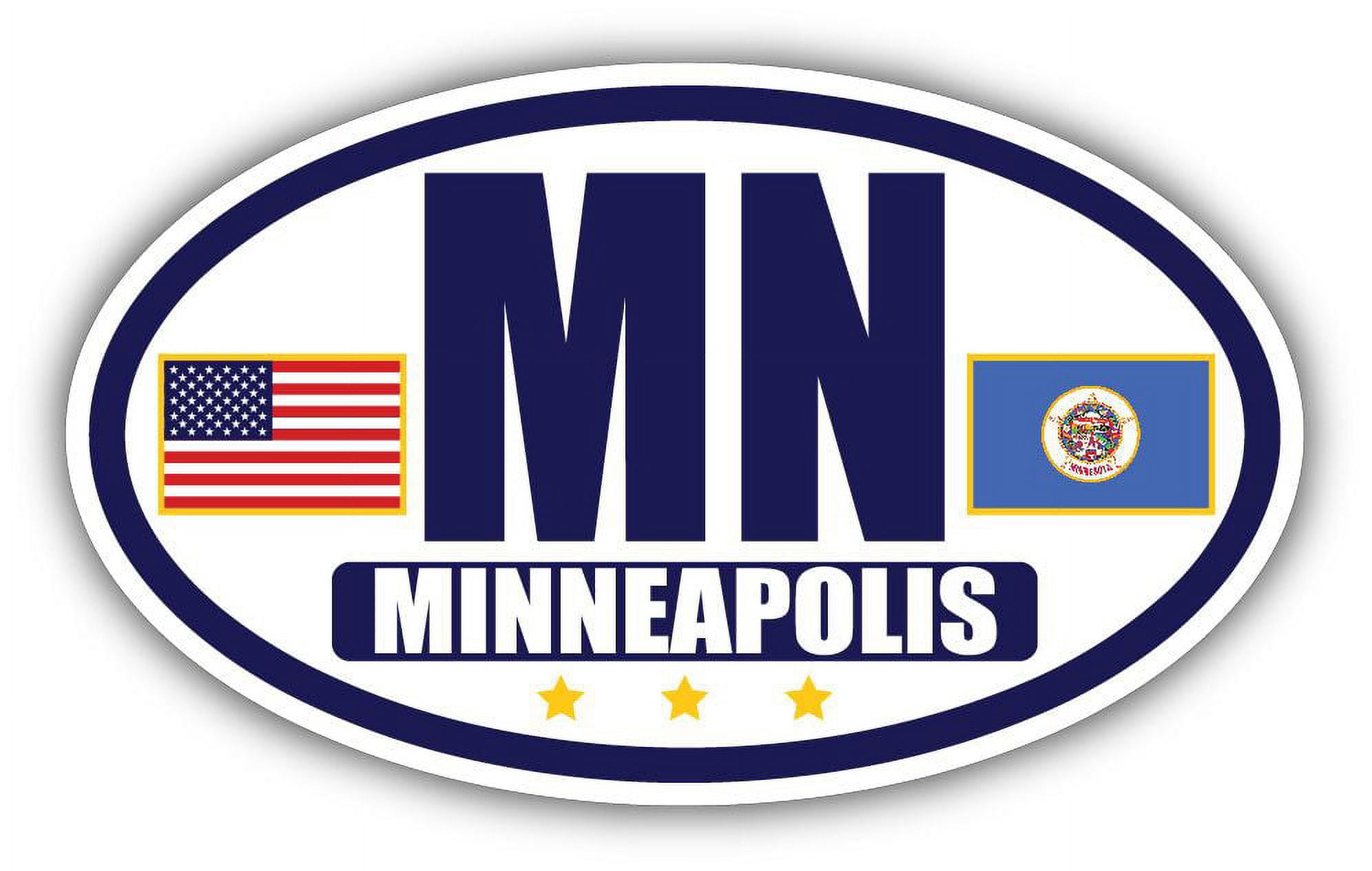 Flag of Minnesota / American Flag Oval 3M Vinyl Bumper Sticker Decal