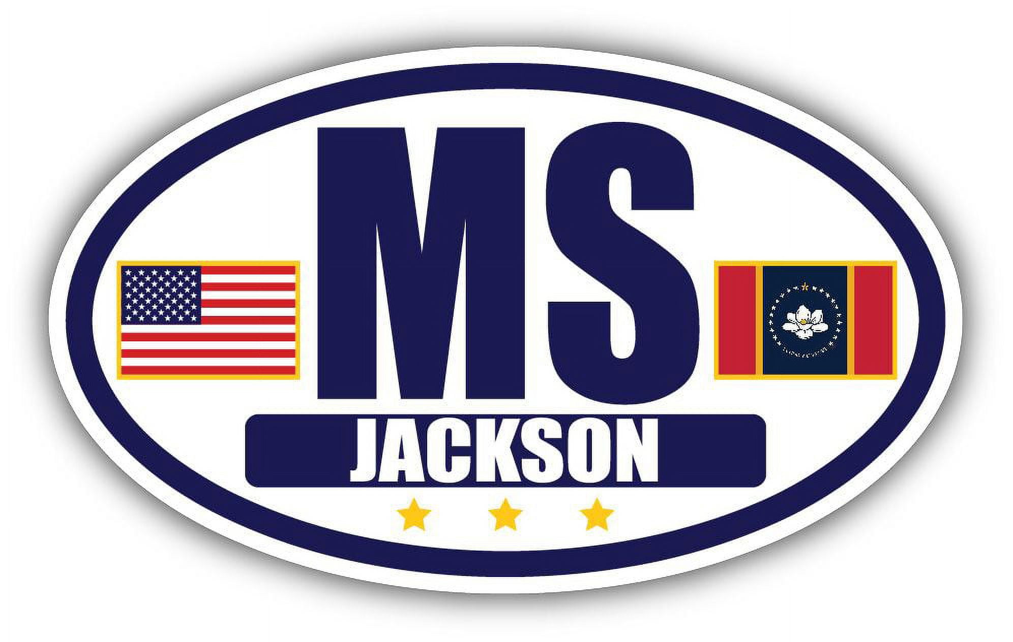 Flag of Mississippi01 / American Flag Oval 3M Vinyl Bumper Sticker