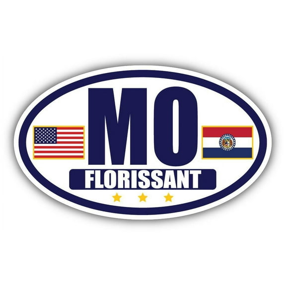 Flag of Missouri / American Flag Oval 3M Vinyl Bumper Sticker Decal | Navy & Gold Florissant, MO Sticker Vinyl Decal