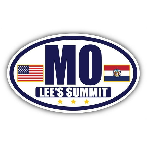 Flag of Missouri / American Flag Oval 3M Vinyl Bumper Sticker Decal | Navy & Gold Lee's Summit, MO Sticker Vinyl Decal