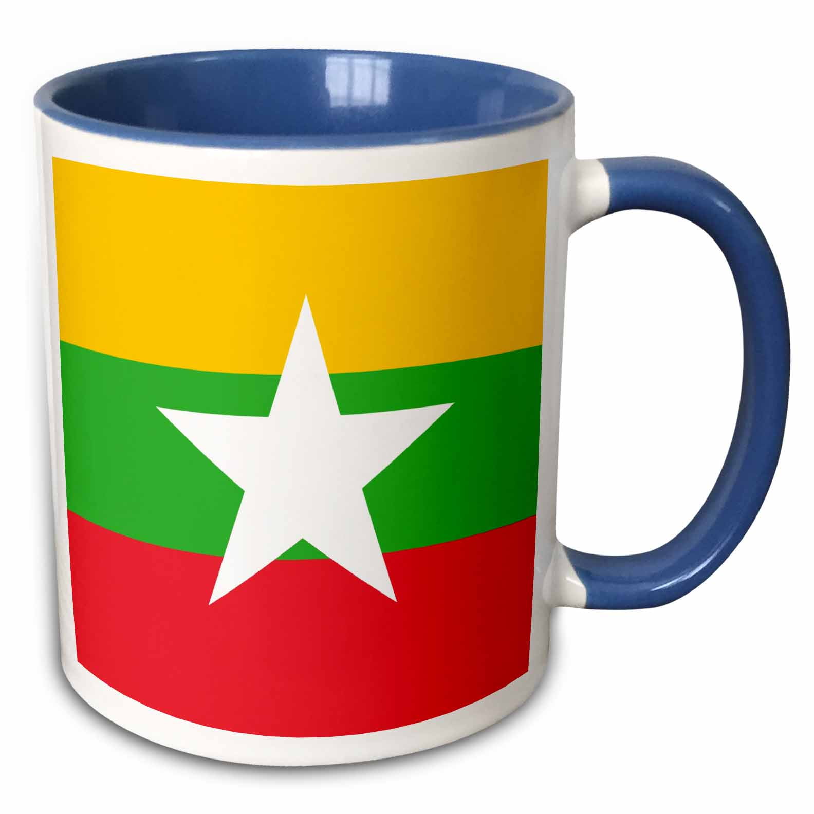 Flag of Myanmar Burma - Burmese yellow green red stripes with white ...