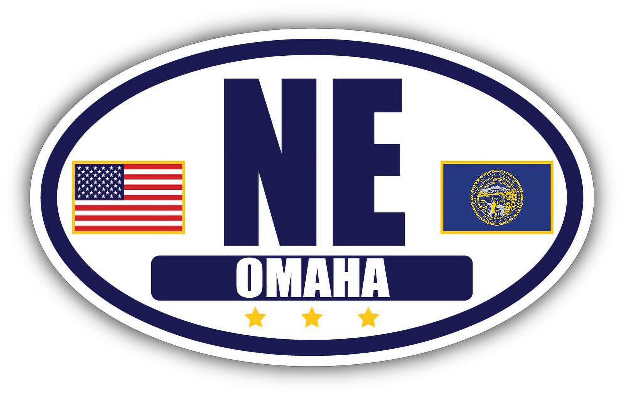 Flag of Nebraska / American Flag Oval 3M Vinyl Bumper Sticker Decal
