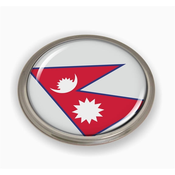Flag of Nepal | 3D Domed CAR Emblem Badge Sticker Semi-Flexible Aluminum Round Bezel