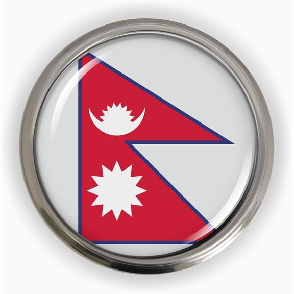 Flag of Nepal Car Emblem Round Badge Sticker – Semi-Flexible Aluminum Bezel