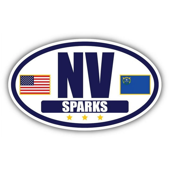 Flag of Nevada / American Flag Oval 3M Vinyl Bumper Sticker Decal | Navy & Gold Sparks, NV Sticker Vinyl Decal