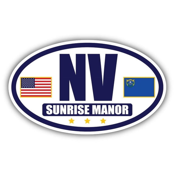 Flag of Nevada / American Flag Oval 3M Vinyl Bumper Sticker Decal | Navy & Gold Sunrise Manor, NV Sticker Vinyl Decal
