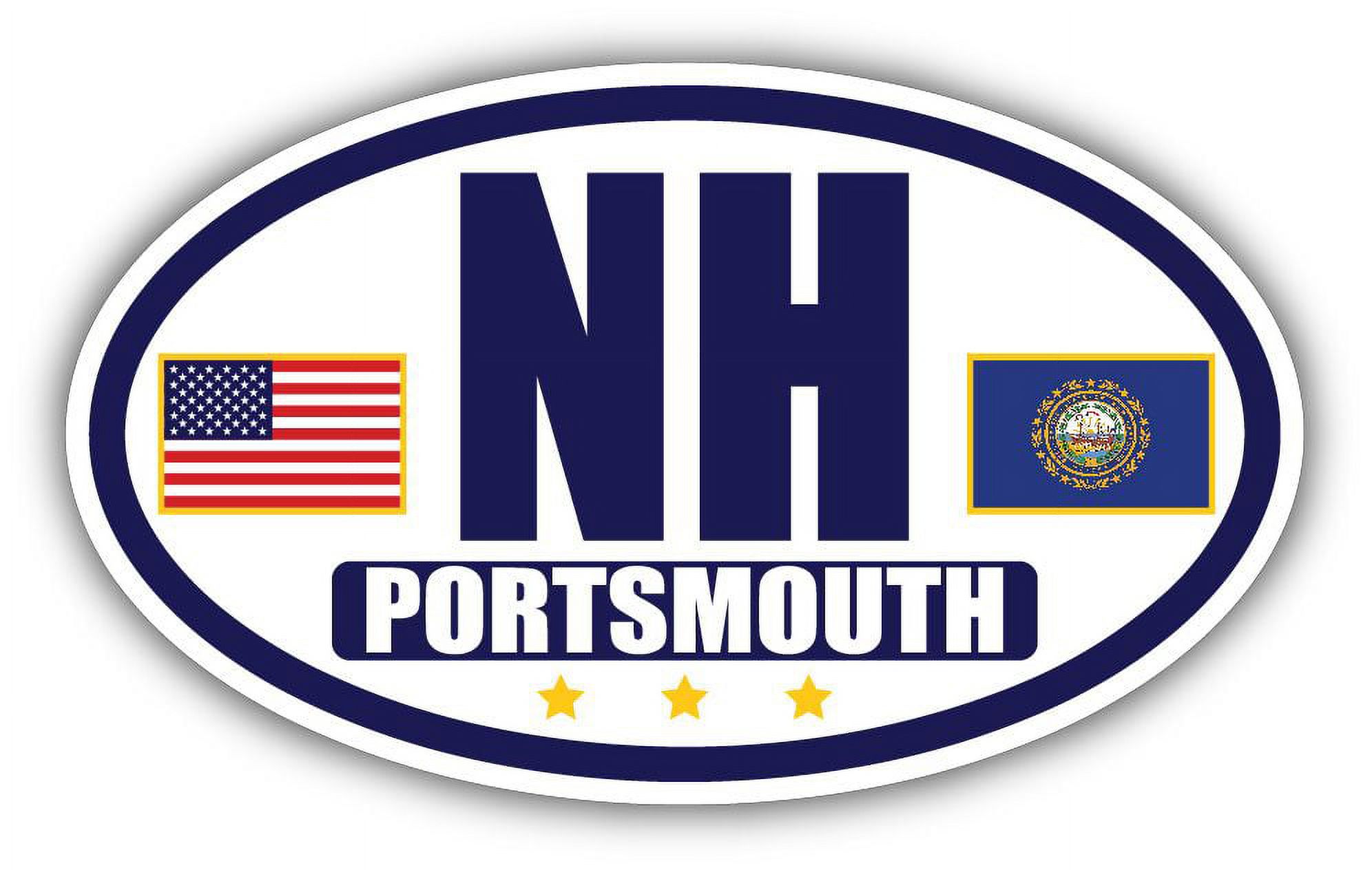 Portsmouth, New Hampshire Oval Vinyl Sticker - 6" X 3.5" Decal For Cars, Windows & More