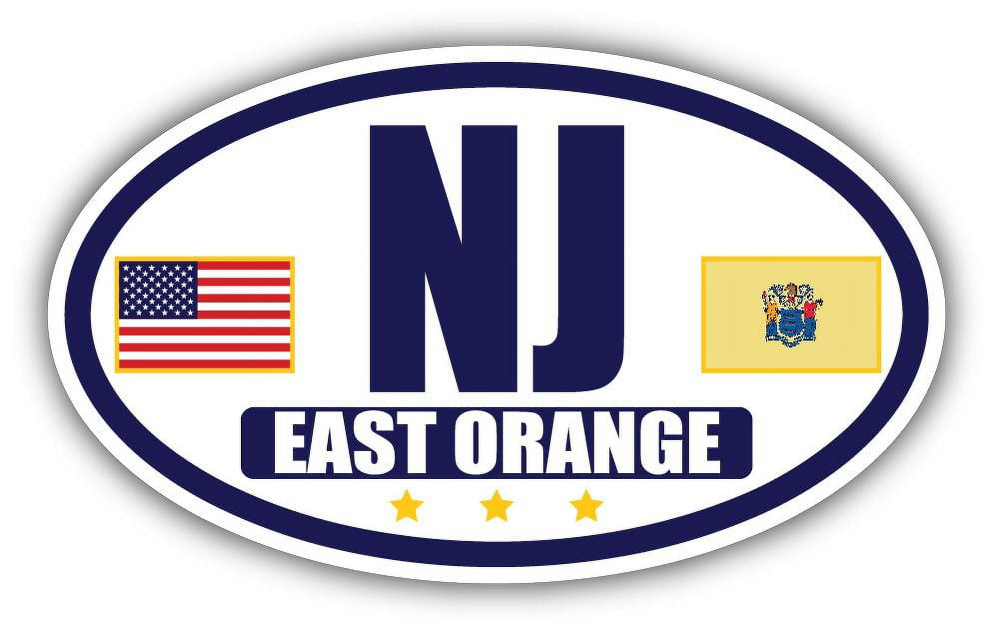 Flag of New Jersey / American Flag Oval 3M Vinyl Bumper Sticker Decal