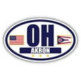thumbnail image 1 of Flag of Ohio / American Flag Oval 3M Vinyl Bumper Sticker Decal | Navy & Gold Akron, OH Sticker Vinyl Decal, 1 of 3
