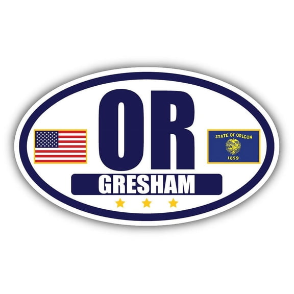 Flag of Oregon / American Flag Oval 3M Vinyl Bumper Sticker Decal | Navy & Gold Gresham, OR Sticker Vinyl Decal