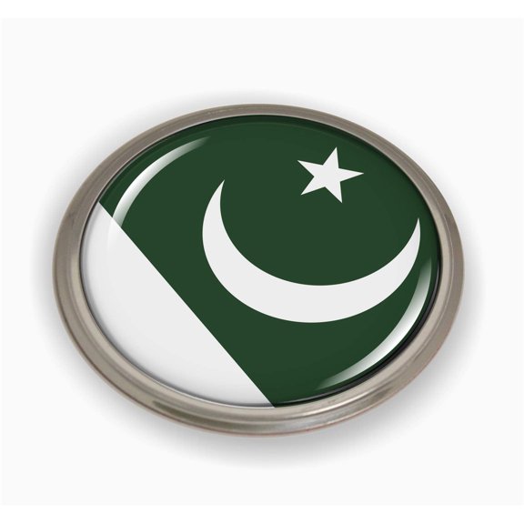 Pakistan Flag 3D Domed Car Emblem Badge Sticker – Semi-Flexible Aluminium Bezel