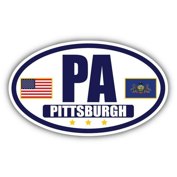 Flag of Pennsylvania / American Flag Oval 3M Vinyl Bumper Sticker Decal | Navy & Gold Pittsburgh, PA Sticker Vinyl Decal