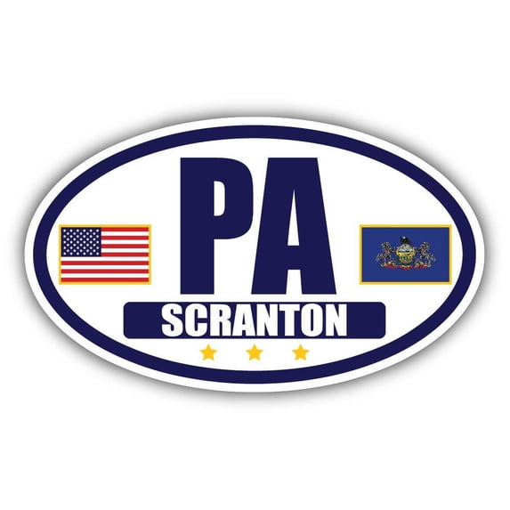 Flag of Pennsylvania / American Flag Oval 3M Vinyl Bumper Sticker Decal | Navy & Gold Scranton, PA Sticker Vinyl Decal