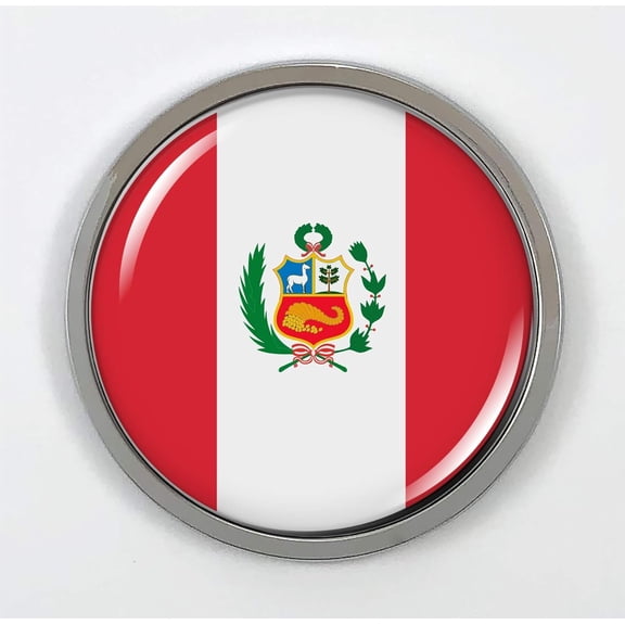 Peru Flag Car Emblem Round Badge – Metal Bezel