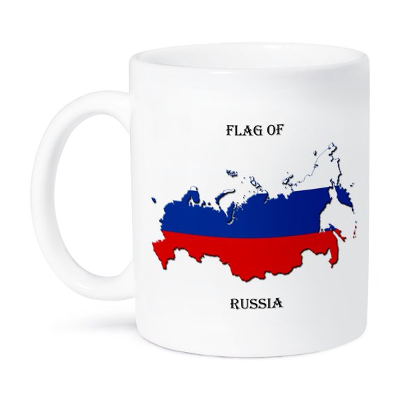 3dRose, Flag of Russia Map, 15oz Mug
