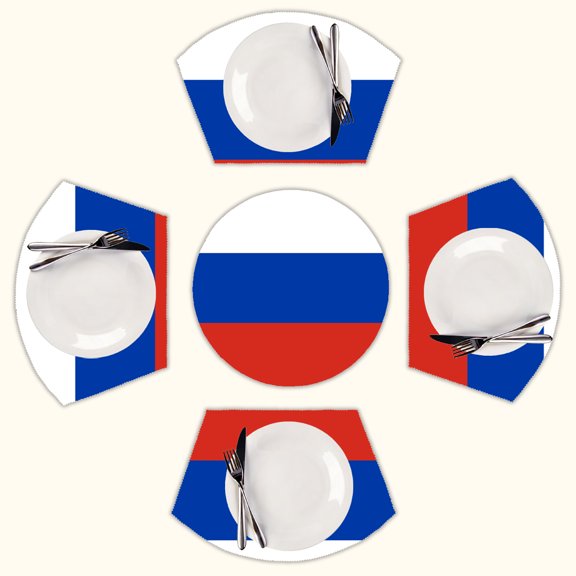 Flag of Russia Round Table Placemats Set Of 5 Wedge Table Mats Washable Heat Resistant Place Mat For Dining Table Kitchen Farmhouse Restaurant