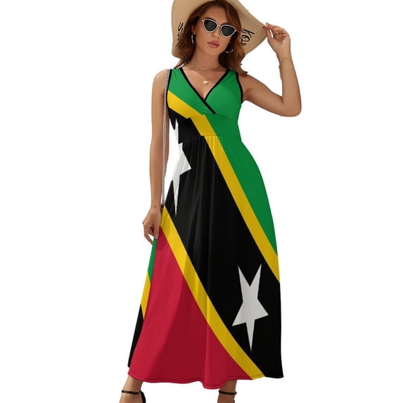 Flag of Saint Kitts And Nevis Sleeveless Dress Dresses Women Summer Evening Dresses Ladies Bohemia Long Dresses
